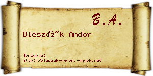 Bleszák Andor névjegykártya